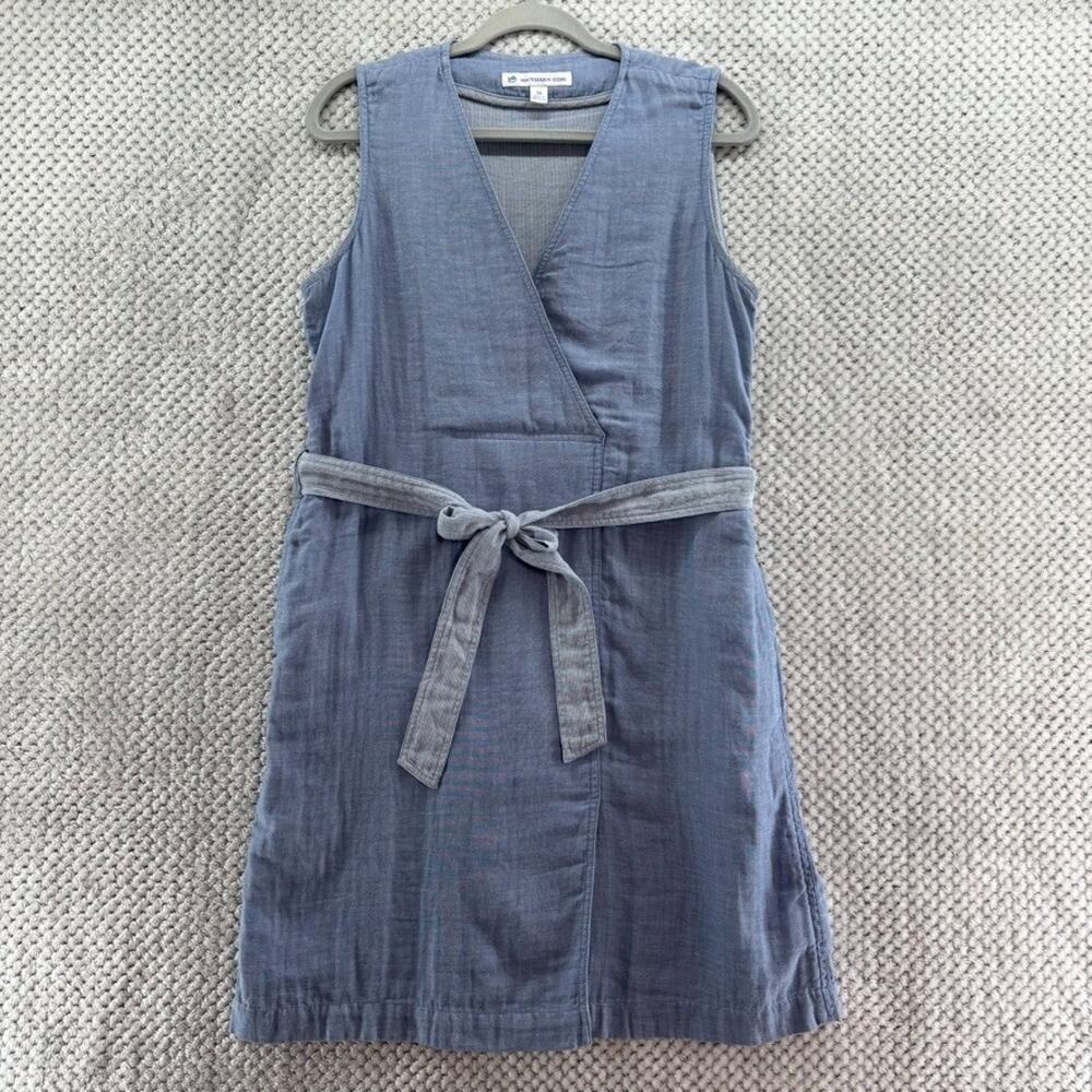 Southern Tide Dress Womens M Dutch Blue Cotton Saruh V-Neck Sleeveless Pockets